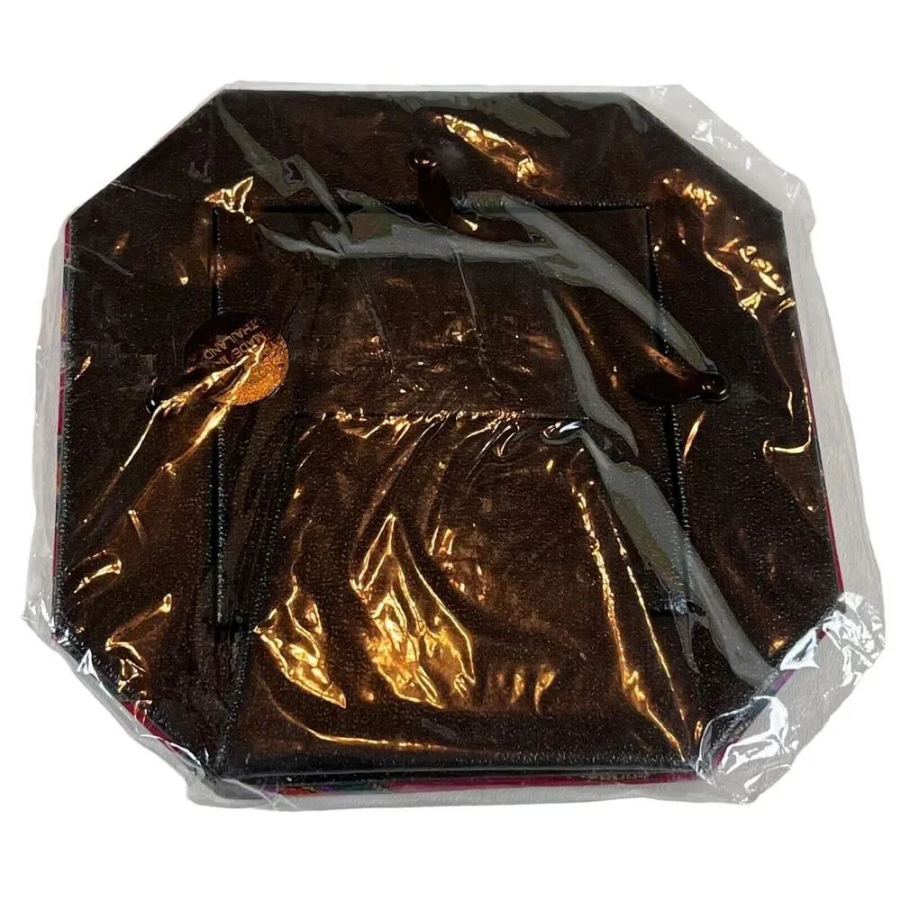 Jim Thompson Thai Silk Padded Octagon Picture Frame Burgundy w Teal Paisley 7x7